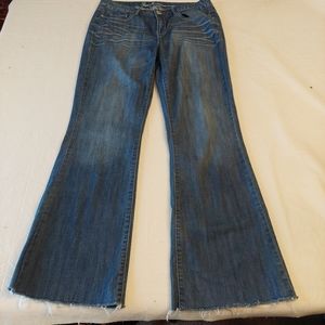 Guess Jeans Guess Belmont Flare Raw Fringe Hem Jeans Mid Rise